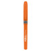 An orange highlighter with a grey band and branding. It features a capped design with a smooth barrel. An orange highlighter with a grey band and branding. It features a capped design with a smooth barrel.