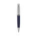 A navy blue stylus pen with chrome accents and a logo on the barrel.