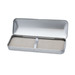 A brushed metal gift box in silver, featuring a soft interior and a securing strap, designed for pen packaging.