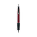 A metallic VIP pen in burgundy and black with a chrome tip, featuring branding.