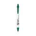 A green and white plastic pen featuring a logo, designed for writing. A green and white plastic pen featuring a logo, designed for writing.
