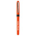 An orange pen with a sleek design and a black clip, featuring a brand logo. An orange pen with a sleek design and a black clip, featuring a brand logo.