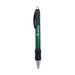A metal pen with a green body, black grip, and silver tip, featuring a logo on the side. A metal pen with a green body, black grip, and silver tip, featuring a logo on the side.