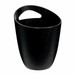 A black ice bucket with a curved handle and a sleek design, ideal for keeping drinks cool.