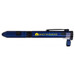 A blue Survival Stylus pen with a clip and built-in features, featuring a logo on the side. A blue Survival Stylus pen with a clip and built-in features, featuring a logo on the side.