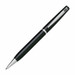 A black metal pen with silver accents and a clip. The pen features a sleek, modern design.