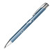 A metal pen in a blue finish with chrome accents and a clip, featuring a logo placeholder.