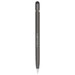 A metal pen in a sleek dark grey colour, featuring a smooth design and a branding logo on the side.