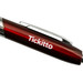 A red plastic pen with a metallic finish and a clip, featuring a logo on the side. A red plastic pen with a metallic finish and a clip, featuring a logo on the side.