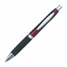 A sleek red and black plastic pen with a smooth grip and chrome accents. Features a logo on the side. A sleek red and black plastic pen with a smooth grip and chrome accents. Features a logo on the side.