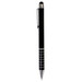 A black stylus pen with a chrome clip and detailing, featuring a stylus tip at one end.