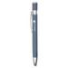 A metal pen in a sleek dark grey colour, featuring a silver clip and a branding logo.