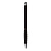 A black stylus pen featuring a rubber grip and a silver tip, complete with branding on the side. A black stylus pen featuring a rubber grip and a silver tip, complete with branding on the side.