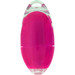 A pink highlighter with a transparent casing, featuring a logo on the surface. A pink highlighter with a transparent casing, featuring a logo on the surface.