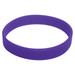 A purple silicone wristband with a smooth finish and a branding logo displayed on its surface.