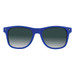 Blue sunglasses with gradient lenses and a simple design, featuring a logo on the side. Blue sunglasses with gradient lenses and a simple design, featuring a logo on the side.