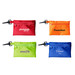 A set of four small pouches in red, orange, green, and blue, each featuring a pen and a logo. A set of four small pouches in red, orange, green, and blue, each featuring a pen and a logo.