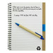 A recycled paper notebook with a brown cover, blue elastic band, and a pen resting on its pages. A recycled paper notebook with a brown cover, blue elastic band, and a pen resting on its pages.
