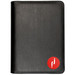 A black zippered compendium featuring a round logo on the front. It includes three rings for holding documents. A black zippered compendium featuring a round logo on the front. It includes three rings for holding documents.