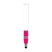 A pink stylus pen with a clear barrel and chrome accents, featuring a branding logo on the barrel. A pink stylus pen with a clear barrel and chrome accents, featuring a branding logo on the barrel.