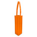 An orange non-woven single wine tote bag with a long handle and a rectangular shape. It features a logo. An orange non-woven single wine tote bag with a long handle and a rectangular shape. It features a logo.
