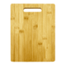 A bamboo chopping board with a handle, featuring a natural wood grain in light brown tones. A bamboo chopping board with a handle, featuring a natural wood grain in light brown tones.