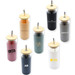 A drink bottle collection featuring various tumblers in colours like pink, beige, navy, grey, and white, each with a bamboo lid and a straw.