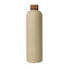 A drink bottle in beige with a brown lid. It has a smooth finish and features a logo. A drink bottle in beige with a brown lid. It has a smooth finish and features a logo.