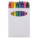 A set of colourful crayon sticks arranged in a white holder, featuring shades of orange, yellow, green, blue, purple, and red. A set of colourful crayon sticks arranged in a white holder, featuring shades of orange, yellow, green, blue, purple, and red.