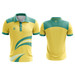 A yellow polo shirt with green accents and a logo on the chest. Features a classic collar and short sleeves.