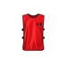 A red sports vest featuring a logo, with adjustable straps on the sides.