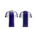 A purple and white polo soccer jersey featuring a logo and unique sleeve design.