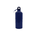 A drink bottle in blue with a secure lid and a keyring attachment. Features a logo on the side.