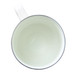 A drink mug with a light green interior and a white handle, featuring a simple design and rounded shape. A drink mug with a light green interior and a white handle, featuring a simple design and rounded shape.
