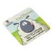 A square fridge magnet featuring a cartoon sheep in shades of green and white, with a logo at the top.
