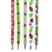 A set of colourful shoe laces featuring various patterns, including stars, frogs, and polka dots, and a logo on one.