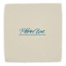 A square mini microfibre cleaning cloth in beige, featuring a logo in blue.