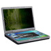 A laptop with a colourful screen protector featuring a design that incorporates blue and green hues.
