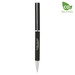A metal pen in black with a silver tip, featuring a logo on the barrel. A metal pen in black with a silver tip, featuring a logo on the barrel.