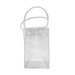 A small, clear cooler bag with transparent handles, featuring a minimalistic design and a logo. A small, clear cooler bag with transparent handles, featuring a minimalistic design and a logo.