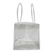 A transparent cooler bag with two clear handles, featuring an open design and a structured base. A transparent cooler bag with two clear handles, featuring an open design and a structured base.