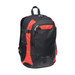A black and red laptop backpack with multiple compartments, adjustable straps, and mesh side pockets.