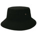 A black brim bucket hat featuring a gold eyelet detail and a structured design. Includes a logo.