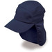 A navy blue Poly Viscose Legionnaire hat with a wide brim and neck flap, featuring a logo.