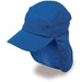 A blue Legionnaire hat featuring a broad brim and a protective neck flap, with a logo present.