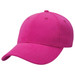 A pink heavy brushed cotton cap featuring a rounded crown and a curved peak. It includes a logo on the side.