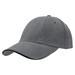 A grey rotated sandwich peak cap featuring embroidered eyelets and a curved brim. It includes a logo.