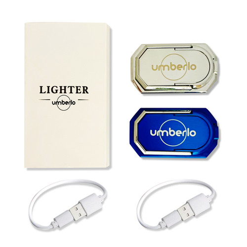 Polygon Electric Rechargeable Phone Lighter (2PK-Silver/Blue)