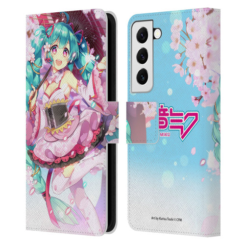 Hatsune Miku Graphics Sakura Leather Book Wallet Case Cover For Samsung Galaxy S22 5G