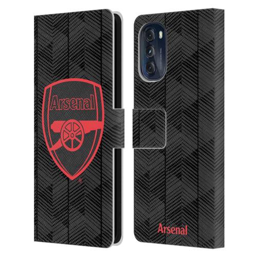 Arsenal FC Crest and Gunners Logo Black Leather Book Wallet Case Cover For Motorola Moto G (2022)